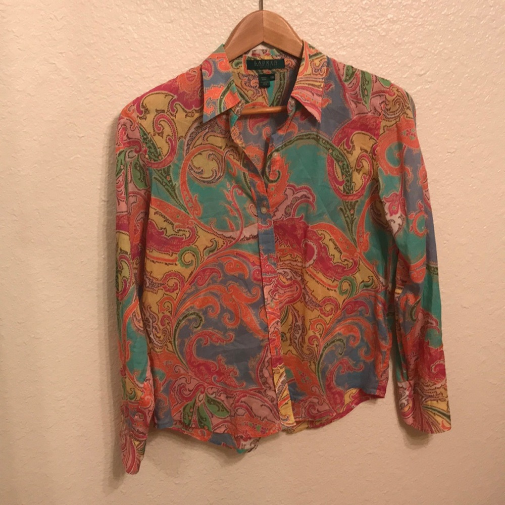 Pastel Paisley Collared Top